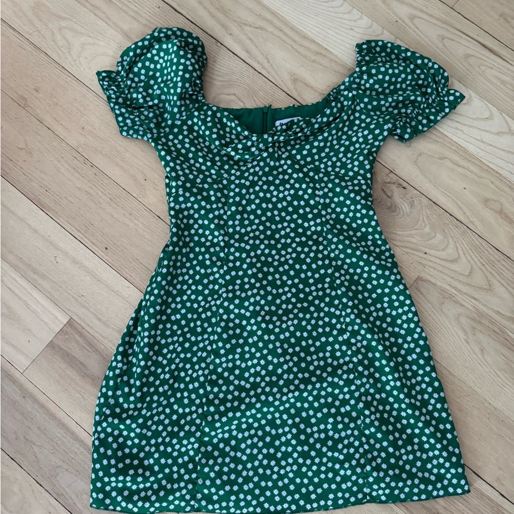 Princess Polly Emerald Dress with White Dots
